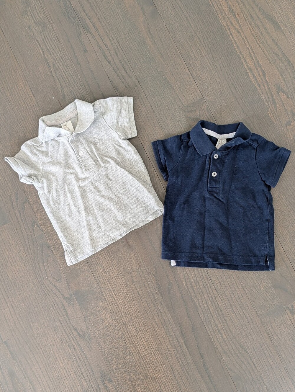 H&M Baby Boys Polo T-Shirts 2-Pack, Grey & Navy Blue, 4-6 Months